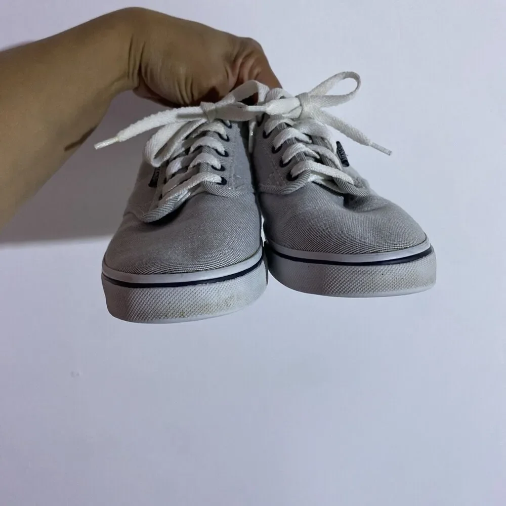 VANS Sneakers Womens 6 Blue‎ White Grey Pinstripes Atwood Classic Low Casual
